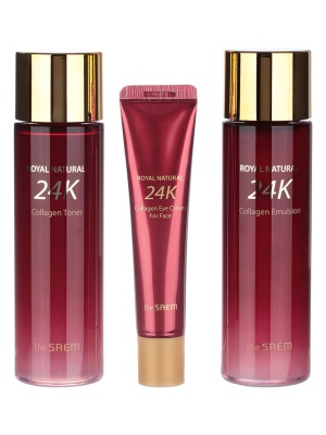 Набор для лица уходовый антивозрастной ROYAL NATURAL 24K Collagen Skin Care 2 Set (тонер, эмульсия, крем для глаз)