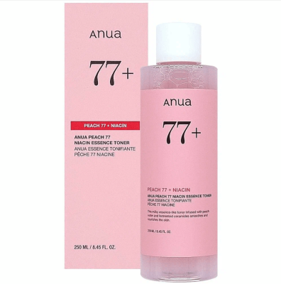 ANU Тонер-эссенция для лица с персиком для гладкой и сияющей кожи ANUA Peach 77 Niacin Essence Toner, 250 мл