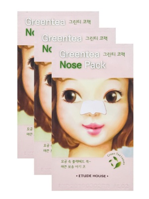 Полоски очищающие с экстрактом зеленого чая для носа Eude House Green Tea Nose Pack 