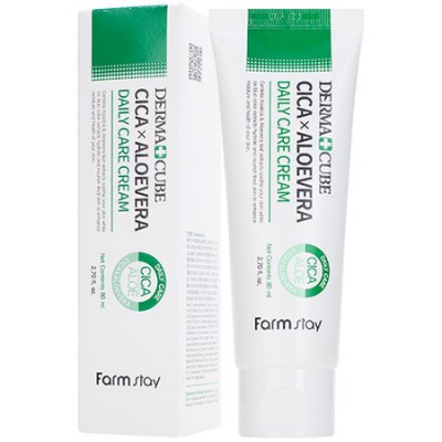 Крем для лица с центеллой азиатской и алоэ Farm Stay Derma Cube Cica & Aloevera Daily Care Cream