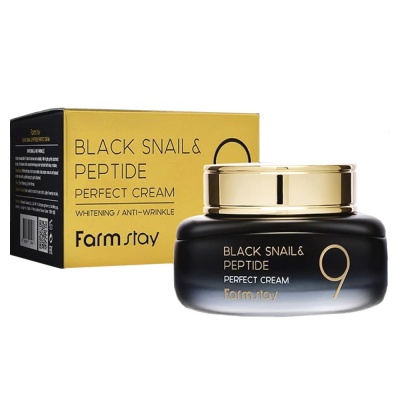 Крем для лица с комплексом из 9 пептидов FarmStay Black Snail & Peptide9 Perfect Cream 55мл
