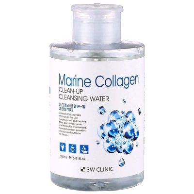 Вода очищающая для снятия макияжа с коллагеном 3W Clinic Marine Collagen Clean-Up Cleansing Water